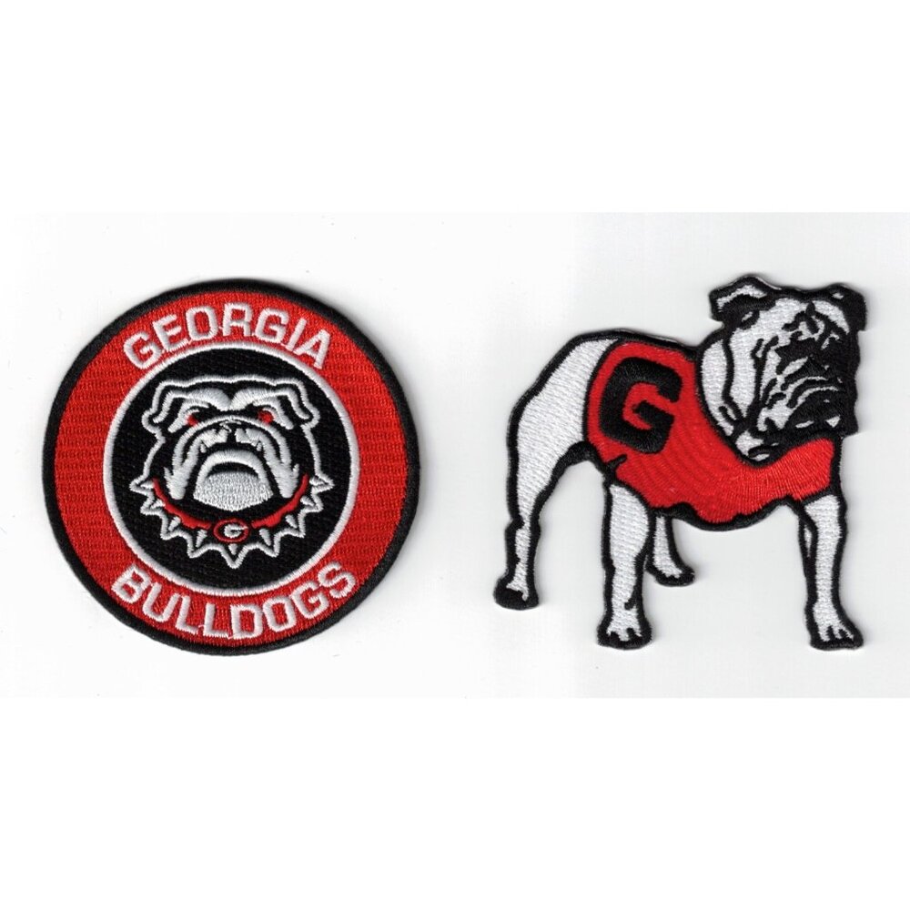 (2) Georgia Bulldogs Vintage Logo Embroidered 3in Iron / Sew-On Patch